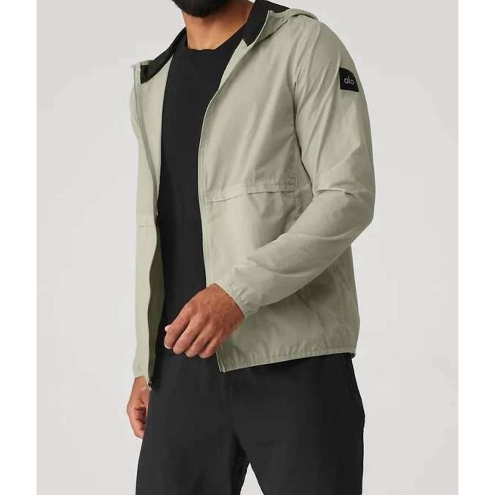 ALO Yoga Repeat Running Jacket Mens Large Sage Green Lightweight Windbreaker